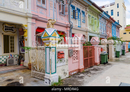 Bunte' Peranakan' Haus. Das Wort "Peranakan' von der lokalen Bevölkerung des Malaiischen Archipels ausländische Einwanderer zu Adresse verwendet. Stockfoto