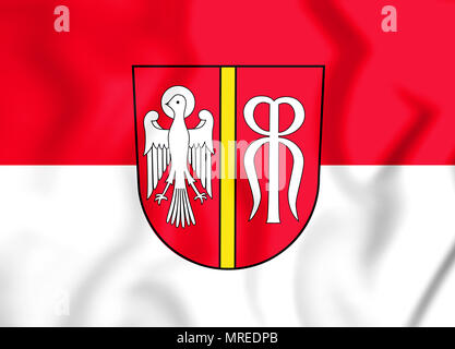 3D-Flagge Neusaess (Bayern), Deutschland. 3D-Darstellung. Stockfoto