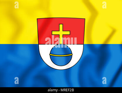 3D-Flagge von Schwabmunchen (Bayern), Deutschland. 3D-Darstellung. Stockfoto