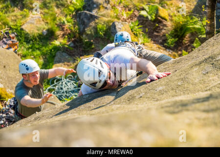 Rock im Paradise Wandfläche von stanage im Peak District National Park, klettern, Großbritannien Stockfoto