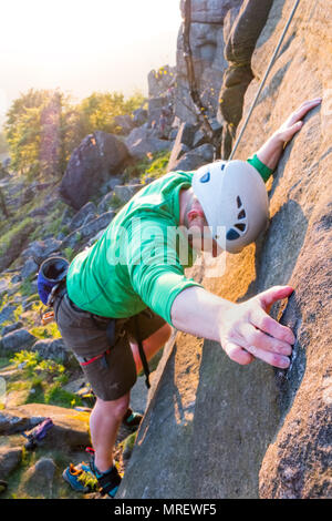 Mann Rock im Paradise Wandfläche von stanage im Peak District National Park, klettern, Großbritannien Stockfoto