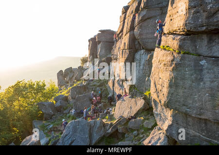 Rock im Paradise Wandfläche von stanage im Peak District National Park, klettern, Großbritannien Stockfoto