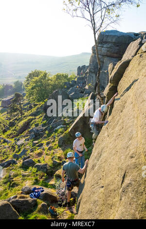 Rock im Paradise Wandfläche von stanage im Peak District National Park, klettern, Großbritannien Stockfoto