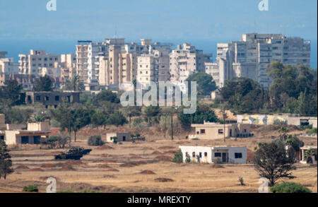 Das Niemandsland und eingeschränkten Bereich der UN-Pufferzone in der grünen Linie zwischen Nord und Süd Zypern Famagusta Stockfoto