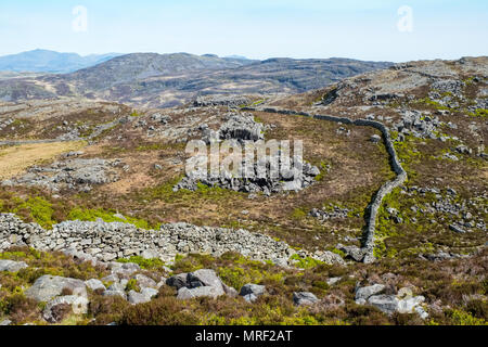 Das rauhe Terrain der nördlichen Rhinog Hügel, Mid Wales Stockfoto