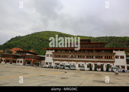 Der internationale Flughafen Paro, Paro, Bhutan Stockfoto