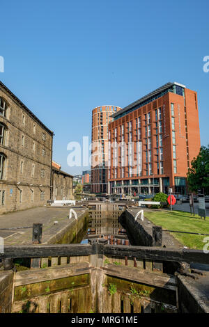 Die Leeds Liverpool Canal an Granary Wharf, Leeds, West Yorkshire, UK Stockfoto