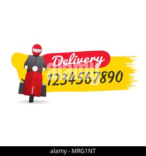 Delivery Man Kurierdienst mit Anruf auf das Symbol. Vector Illustration Stock Vektor