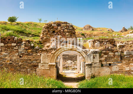 Eingang zum Theater in die archäologische Stätte von Helenistic Stadt Aphrodisias in westlichen Anatolien, Türkei. Stockfoto