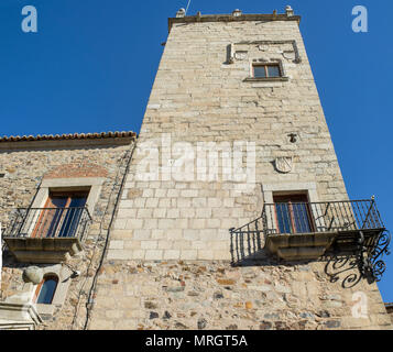 Palast des Marquis von Torreorgaz, Caceres historische Viertel, Spanien Stockfoto