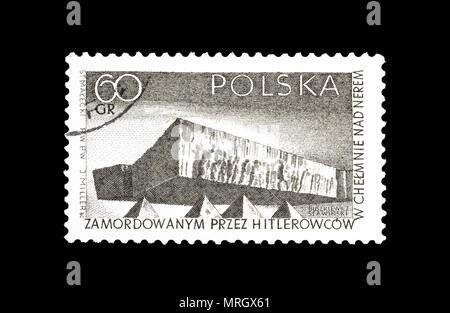 Storniert Briefmarke von Polen gedruckt, das Denkmal des Kampfes und Martyriums des polnischen Volkes, circa 1965. Stockfoto