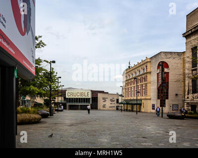 Der Tiegel Sportstätte und Theater in Tudor Square, Sheffield, Yorkshire, Großbritannien am 18. Mai 2018 getroffen Stockfoto