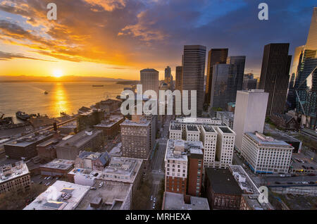 Die Smith Tower Observatorium ist eine der ältesten Wolkenkratzer in Seattle. Stockfoto