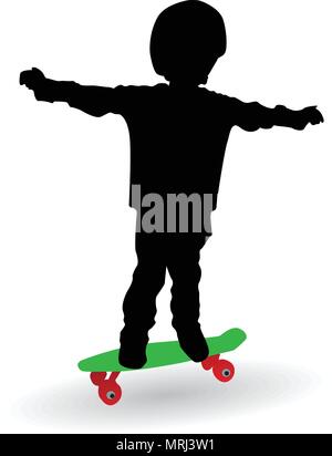 Junge auf einem Skate Board Vektor silhouette Abbildung Stock Vektor