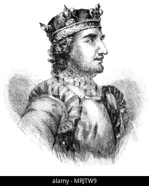 Stephen von Blois, (1092/6-1154) war der König von England von 1135 bis zu seinem Tod und Herzog der Normandie. Seine Regierungszeit war von der Anarchie, ein Bürgerkrieg mit seinem Cousin und Rivalen, die Kaiserin Matilda gekennzeichnet. Stephen knapp entronnen Ertrinken mit Henry ich's Sohn, William Adelin, in dem Untergang der Weißen Schiff in 1120 die Nachfolge des englischen Thron offen in Frage zu stellen. Als Henry ich starb im Jahr 1135, Stephen schnell den Ärmelkanal überquert und übernahm den Thron. Stockfoto