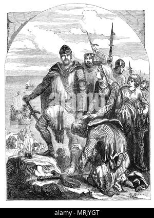 Nach der Gefangennahme von König Richard I. im Jahre 1192 in der Nähe von Wien durch österreichische Soldaten von Leopold V., Herzog von Österreich, er war Gefangener für etwa 15 Monate. Während dieser Zeit war Prinz John, Richard's Bruder, und König Philip von Frankreich angeboten 80.000 DM für den Kaiser Richard gefangen zu halten. Das Geld, das der König zu retten, wurde von Botschafter des Kaisers' des Königs, die Gefahr auf Deutschland übertragen" (hatte es auf dem Weg verloren gegangen, Richard zuständig wäre gehalten worden sind), und schließlich, am 4. Februar 1194 Richard wurde freigegeben. Auf Richards Rückkehr John bat den König um Vergebung. Stockfoto