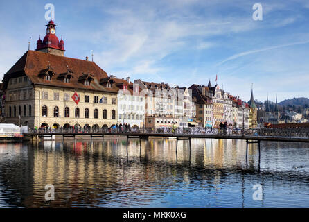 Rathaus auf Reuss, Luzern, Schweiz, Europa Stockfoto