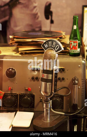 Ausstellung WHBQ Radio Station in das historische Sun Studio. Memphis Tennessee, USA Stockfoto