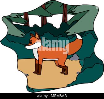 Farbe cute Fox wilder Tiere in der Landschaft Stock Vektor
