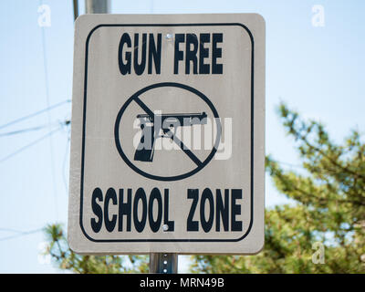 Gun freie Schule zone Zeichen in Atlantic City, NJ, USA Stockfoto