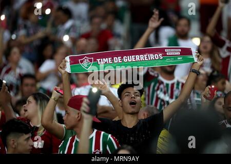 (180527) - RIO DE JANEIRO, 27. Mai 2018 - ein Verfechter von Fluminense reagiert während der Brasilianischen 2018 (Brasileiro) Serie A 7 Runden Match zwischen Fluminense und Chapecoense im Maracana-Stadion in Rio de Janeiro, RJ, Brasilien, am 26. Mai 2018. Fluminense gewann 3-1. (Xinhua / Li Ming) Stockfoto