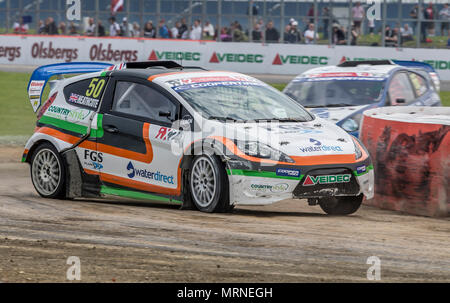 27. Mai 2018, Silverstone, Towcester, England; Cooper reifen Welt RX von Großbritannien, die SpeedMachine Festival; Nathan Heathcote (GBR) für Team Faren während der Qualifizierung 3 von der RX2 Rallycross Meisterschaft Stockfoto