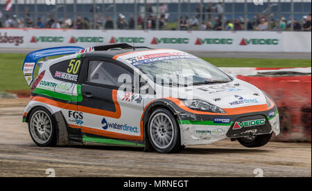 27. Mai 2018, Silverstone, Towcester, England; Cooper reifen Welt RX von Großbritannien, die SpeedMachine Festival; Nathan Heathcote (GBR) für Team Faren während der Qualifizierung 3 von der RX2 Rallycross Meisterschaft Stockfoto