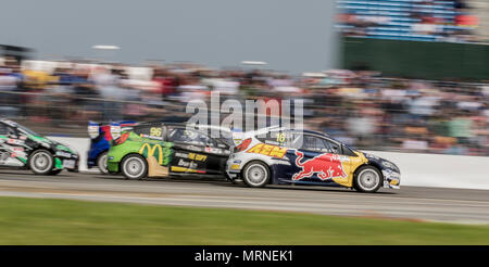 Silverstone Circuit, Towcester, UK. 27. Mai, 2018. Cooper reifen Welt RX von Großbritannien, die SpeedMachine Festival; Oliver Eriksson (SWE) für Team Olsbergs MSE bei der Qualifizierung 3 von der RX2 Rallycross Meisterschaft Credit: Aktion plus Sport/Alamy leben Nachrichten Stockfoto