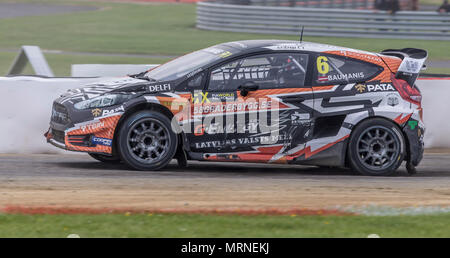 Silverstone Circuit, Towcester, UK. 27. Mai, 2018. Cooper reifen Welt RX von Großbritannien, die SpeedMachine Festival; Janis Baumanis (LVA) im Ford Fiesta ST für Team STARD während der Qualifizierung 3 der Welt Rallycross Meisterschaft Credit: Aktion plus Sport/Alamy leben Nachrichten Stockfoto