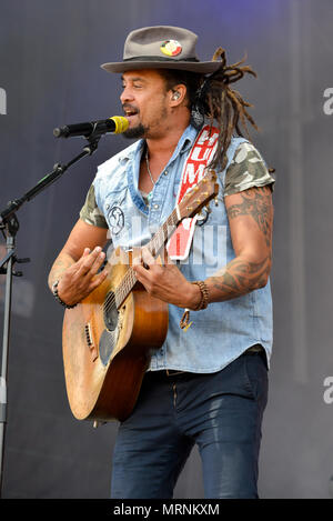 Napa, Kalifornien, 26. Mai 2018, Michael Franti auf der Jam Keller Bühne am 2018 BottleRock Festival in Napa, Kalifornien, Kredit: Ken Howard/Alamy leben Nachrichten Stockfoto