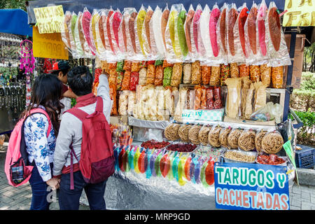 Mexiko-Stadt, Polanco, Hispanic Bosque de Chapultepec Forest Park parque, Verkäufer verkaufen Verkauf, Stände Stand Markt einkaufen Shopper Shop Sho Stockfoto