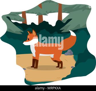 Cute fox wilder Tiere in der Landschaft Stock Vektor