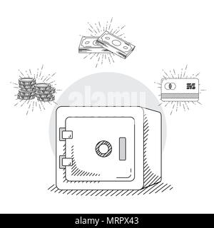 Hand zeichnen Geld und Geschäft cartoons Stock Vektor