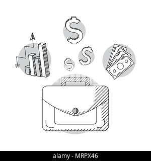 Hand zeichnen Geld und Geschäft cartoons Stock Vektor