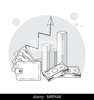 Hand zeichnen Geld und Geschäft cartoons Stock Vektor