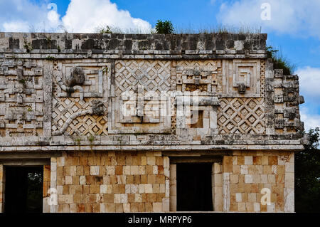 Details, Maya Puuc Architektur - Uxmal, Mexiko Stockfoto