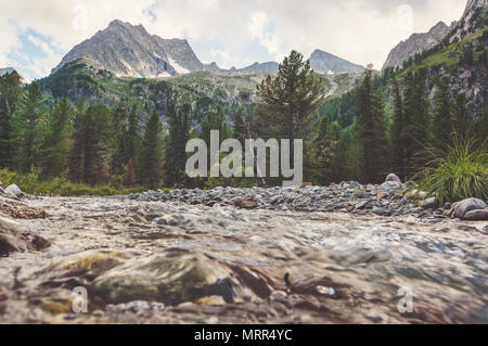 Smoky Mountain Stream. Ein Fluss fließt durch die unberührte Schönheit der Great Smoky Mountains National Park. Gatlinburg, Tennessee. Stockfoto