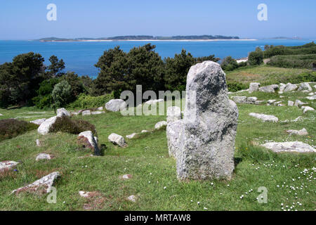 Halangy des alten Dorfes, St Mary's, Isles of Scilly, Cornwall, Großbritannien Stockfoto