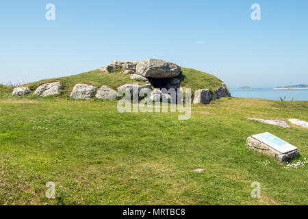 Innisidgen obere Grabkammer, die St Mary's, Isles of Scilly, Cornwall, Großbritannien Stockfoto