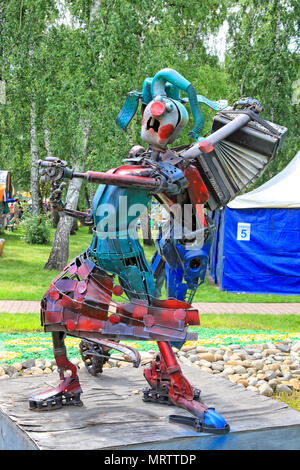 Editorial. Omsk, Russland - Jule 29, 2009. Messe Agro-Omsk auf der Aussicht Koroleva 20. Stockfoto