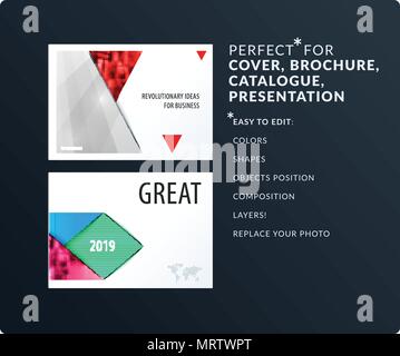 Material Design style Präsentationsvorlage mit bunten Rechtecken Schatten. Abstract vector Moderne horizontale Banner Stock Vektor