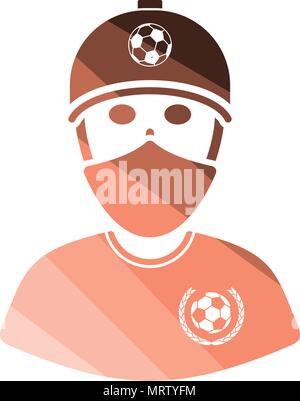 Fußball-Fan mit überdachten Fläche von Schal-Symbol. Flache Farbgestaltung. Vektor-Illustration. Stock Vektor