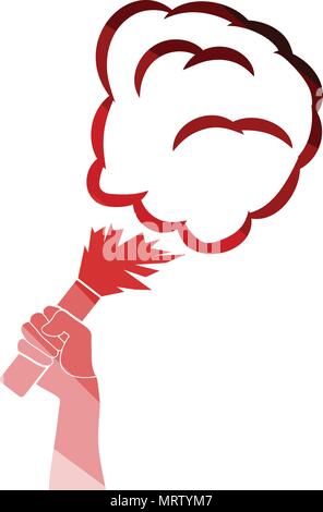 Fußball Fans Hand Holding verbrannt Flayer mit Rauch-Symbol. Flache Farbgestaltung. Vektor-Illustration. Stock Vektor