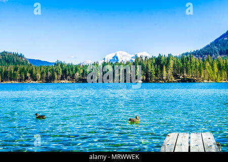 Blick auf den schönen See Hintersee im Bayerischen Alp von Bayern Stockfoto