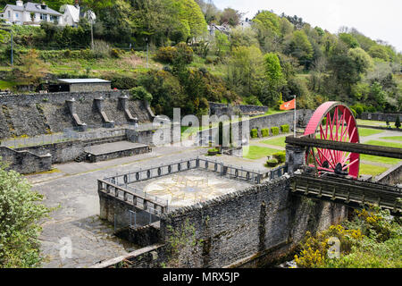 Laxey Valley Gardens im alten Snæfell Grubenbaue mit Wasserrad, Lady Evelyn und Mosaik. Laxey, die Insel Man, den Britischen Inseln Stockfoto