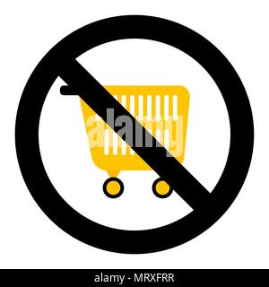 Verbot shopping Symbol. Keine Schubkarre Supermarkt, Trolley und Verbraucher Einkaufskorb untersagt, Vector Illustration Stock Vektor