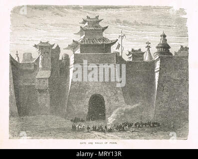 Jahrhundert Blick auf das Tor und die Wände von Peking, China (jetzt abgebaut) Stockfoto