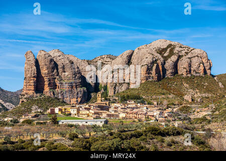 Aguero Dorf, Provinz Huesca, Aragón, Spanien, Europa Stockfoto