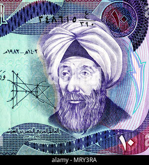 Arabischen gelehrten Alhazen (auch als Ibn al-Haytham) Portrait von zehn alten Dinar Irak Banknote bekannt Stockfoto