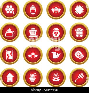 Imkerei Honig Icons Set, einfachen Stil Stock Vektor